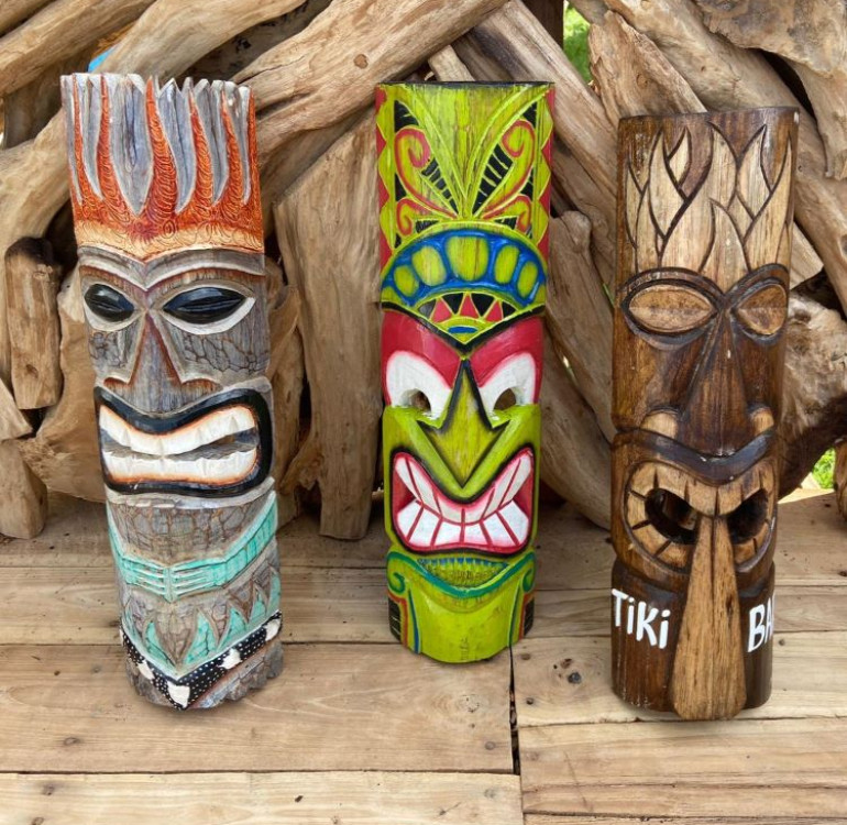 Wooden Tiki Bar Mask Natural Design Tiki Bar